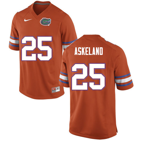 Men #25 Erik Askeland Florida Gators College Football Jerseys Sale-Orange - Click Image to Close